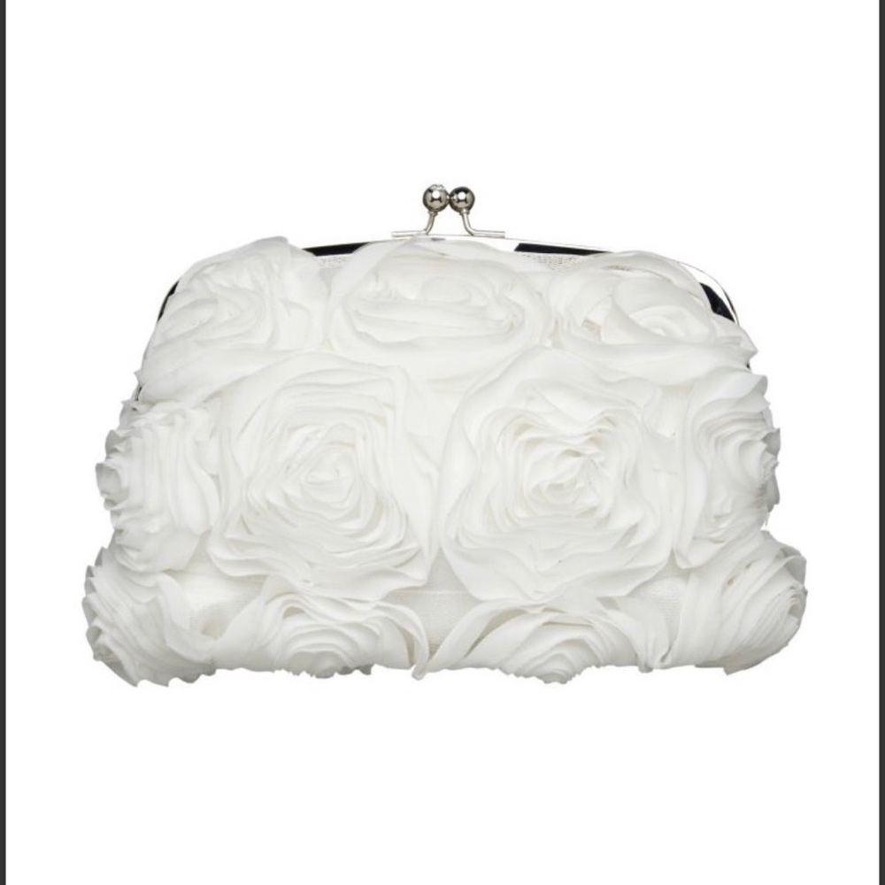 Ivory rosette bridal clutch